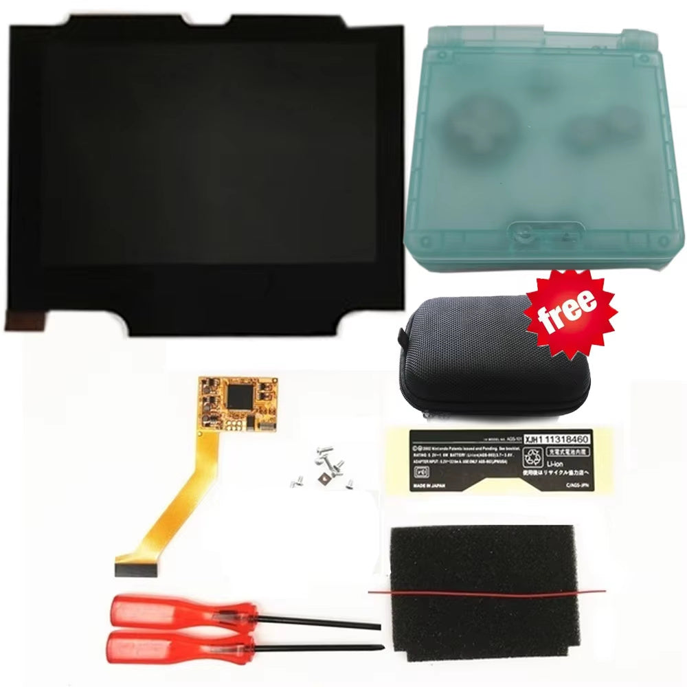 HISPEEDIDO For GBA SP V2 Screen set IPS LCD Backlight Screen High Brightness Laminated Display LCD Set with Shell