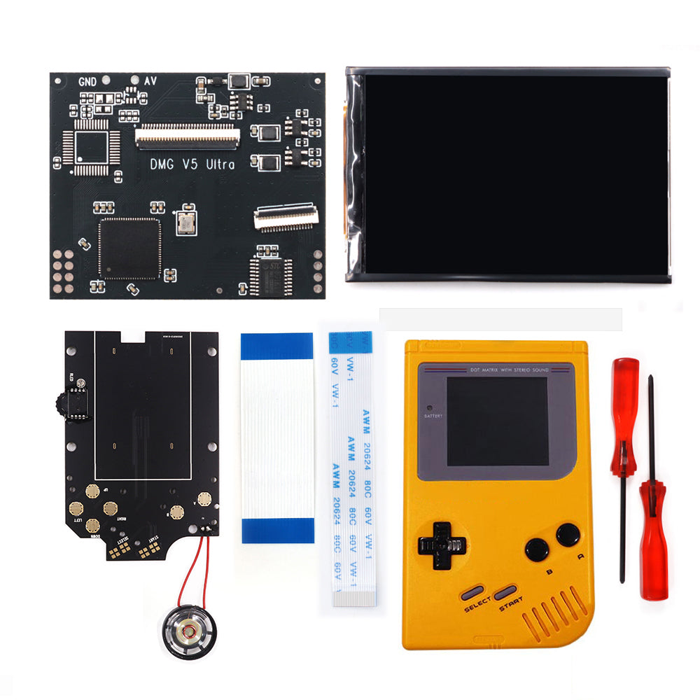 HISPEEDIDO For GBO V5 Pro 36 Colors Changing RIPS Backlight Backlit LCD OSD FRM Screen Kits Replacement For GB DMG with Pre-cut shell