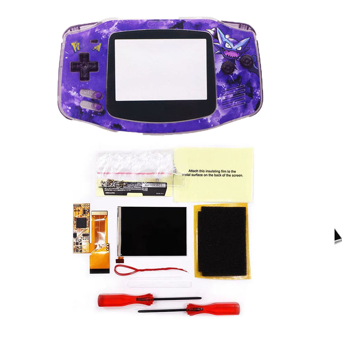 HISPEEDIDO UV Shell IPS GBA LCD 10 Levels High Brightness Backlight Screen for Nintendo Game boy Advance Console V2 version with pre-cut housing