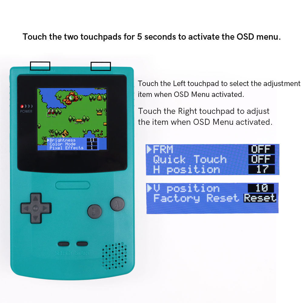Laminated 2.45" GBC IPS All-in-one HD Backlight Screen Easy Installation OSD Pixel Effect For Gameboy Color GBC with Shell