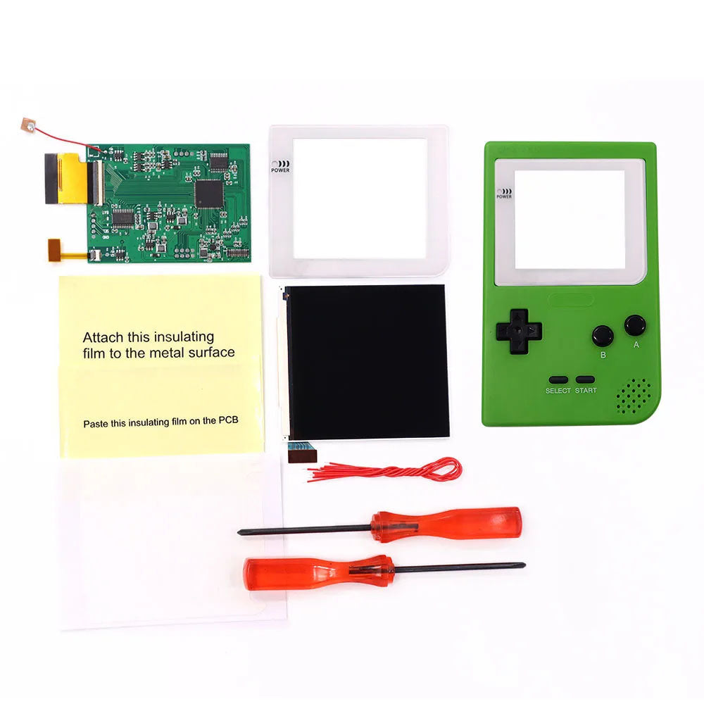 White Lens GBP Q5 IPS LCD Larger Screen Display Build in OSD for Gameboy Pocket 8 Color Retro Pixel Screen Mod Kits with Shell