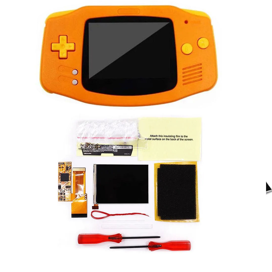 HISPEEDIDO UV Shell IPS GBA LCD 10 Levels High Brightness Backlight Screen for Nintendo Game boy Advance Console V2 version with pre-cut housing