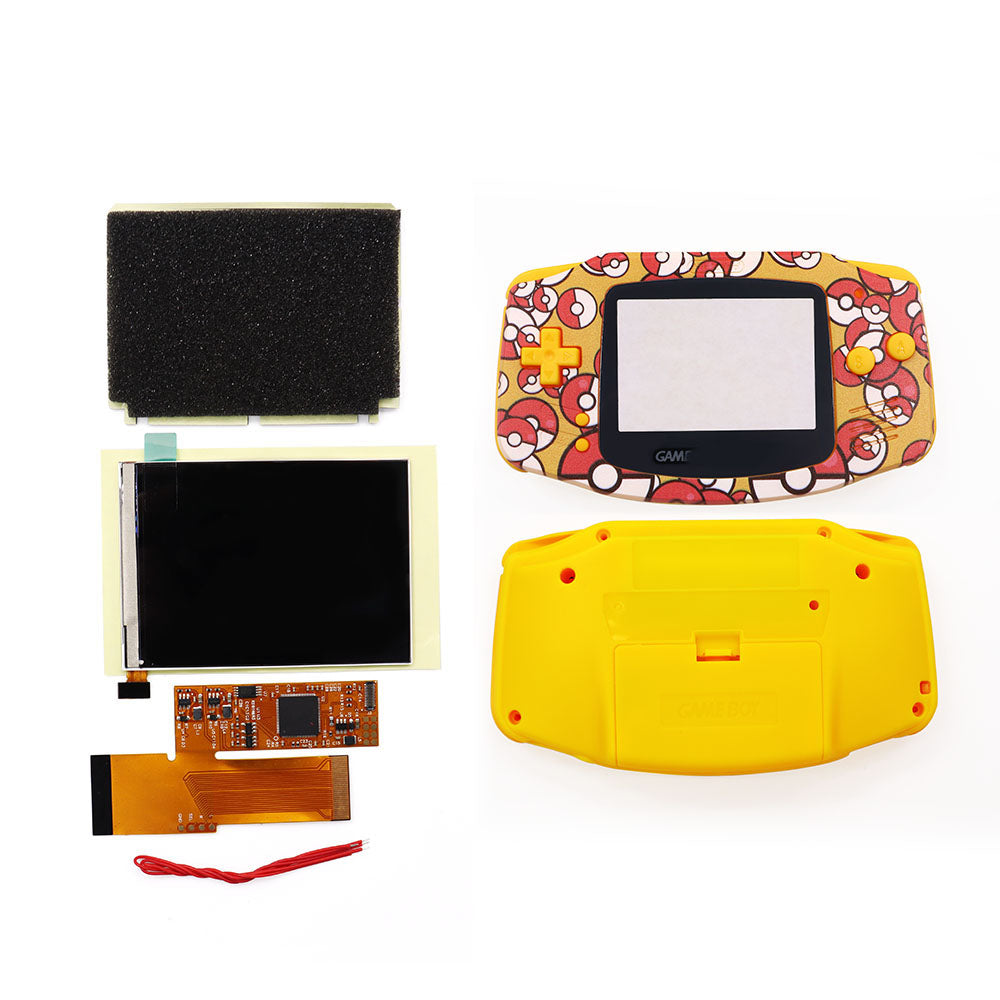 HISPEEDIDO UV Shell IPS GBA LCD 10 Levels High Brightness Backlight Screen for Nintendo Game boy Advance Console V2 version with pre-cut housing