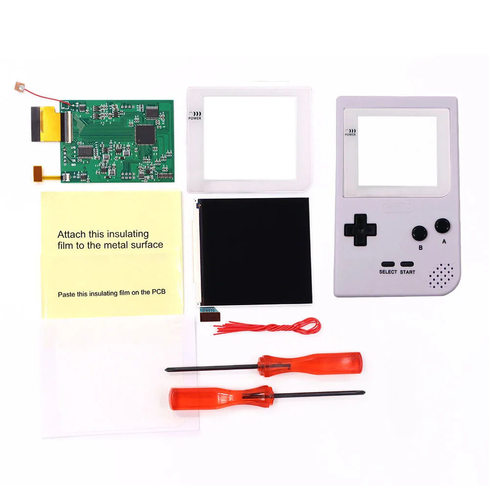 White Lens GBP Q5 IPS LCD Larger Screen Display Build in OSD for Gameboy Pocket 8 Color Retro Pixel Screen Mod Kits with Shell
