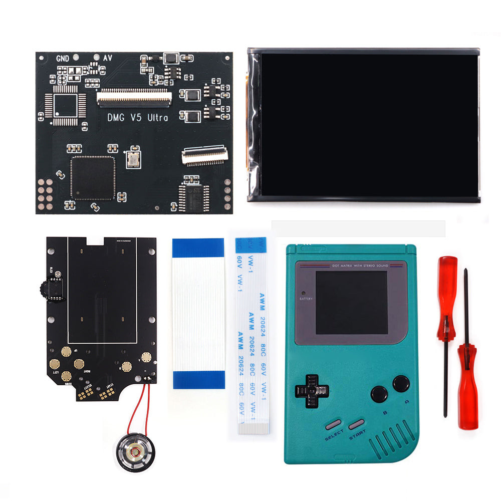 HISPEEDIDO For GBO V5 Pro 36 Colors Changing RIPS Backlight Backlit LCD OSD FRM Screen Kits Replacement For GB DMG with Pre-cut shell