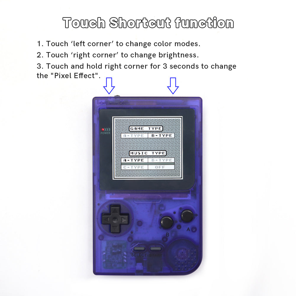 Rechargeable 32 Logo Color Adjustable GBP Q5 IPS Larger Screen LCD Display Build in OSD FRM for GBP Retro Pixel Screen Kits with Shelll