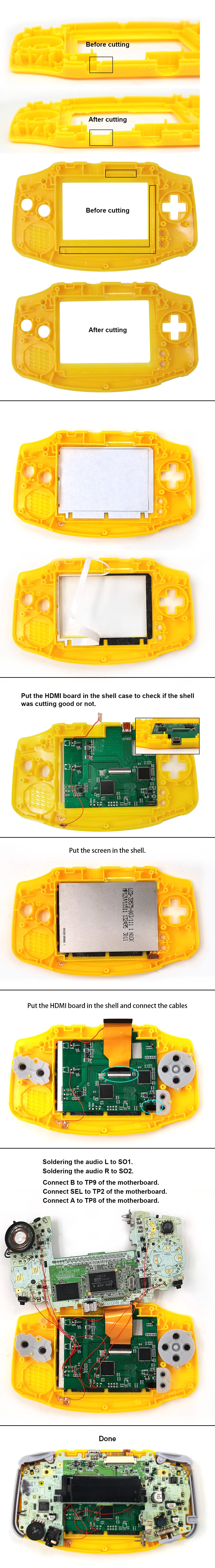 For GBA V2 IPS LCD HDMI Kits For Gameboy Advance GBA Screen Backlight Brightness Adjustable Play on TV