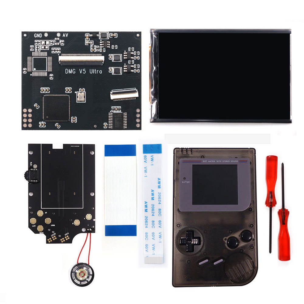 HISPEEDIDO For GBO V5 Pro 36 Colors Changing RIPS Backlight Backlit LCD OSD FRM Screen Kits Replacement For GB DMG with Pre-cut shell
