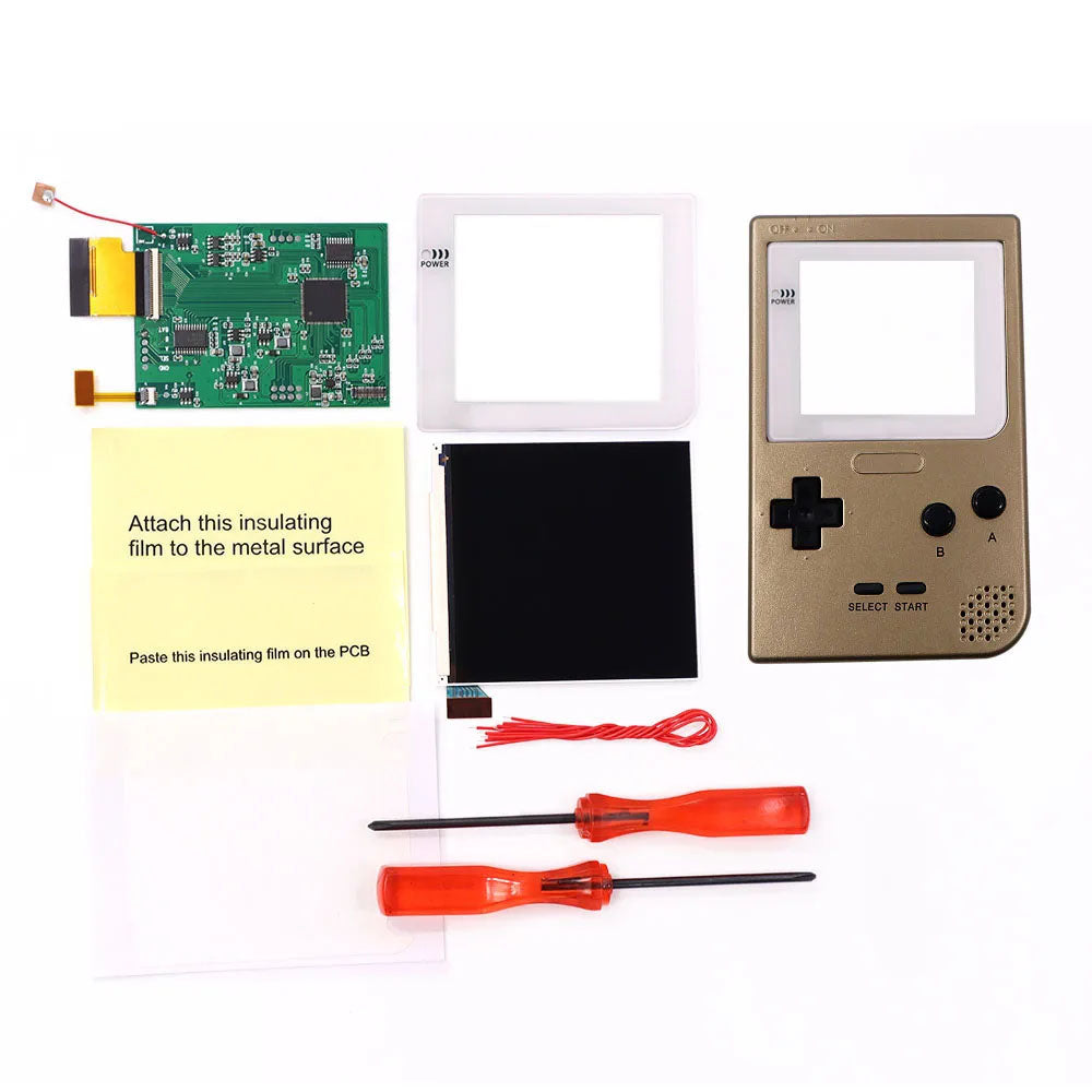 White Lens GBP Q5 IPS LCD Larger Screen Display Build in OSD for Gameboy Pocket 8 Color Retro Pixel Screen Mod Kits with Shell