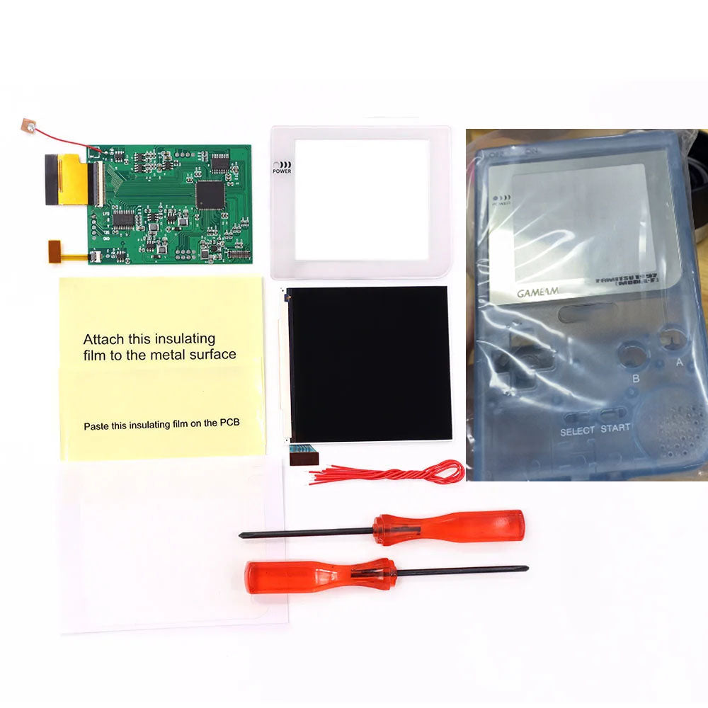 White Lens GBP Q5 IPS LCD Larger Screen Display Build in OSD for Gameboy Pocket 8 Color Retro Pixel Screen Mod Kits with Shell