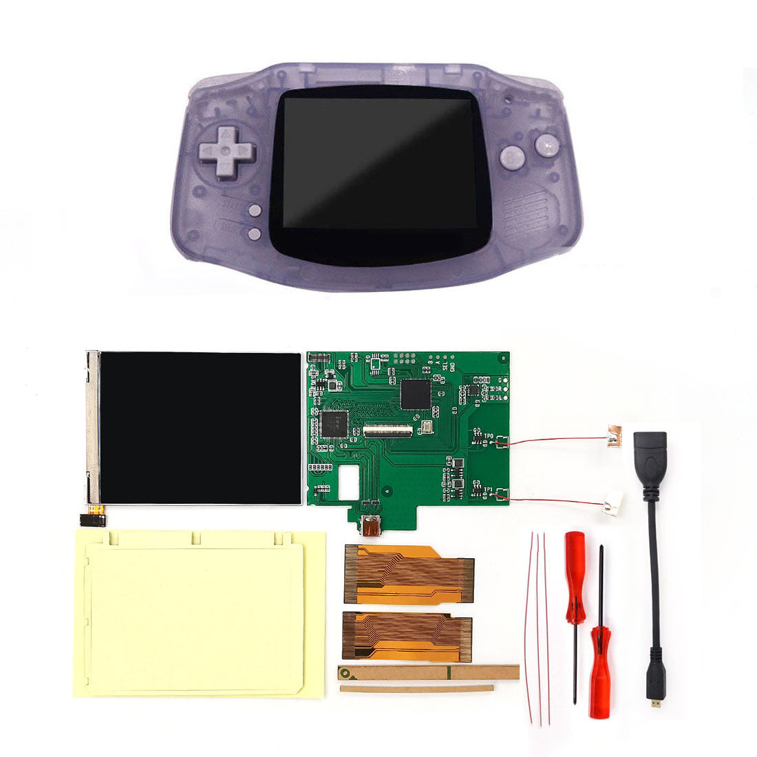 For GBA V2 IPS LCD HDMI Kits For Gameboy Advance GBA Screen Backlight Brightness Adjustable Play on TV