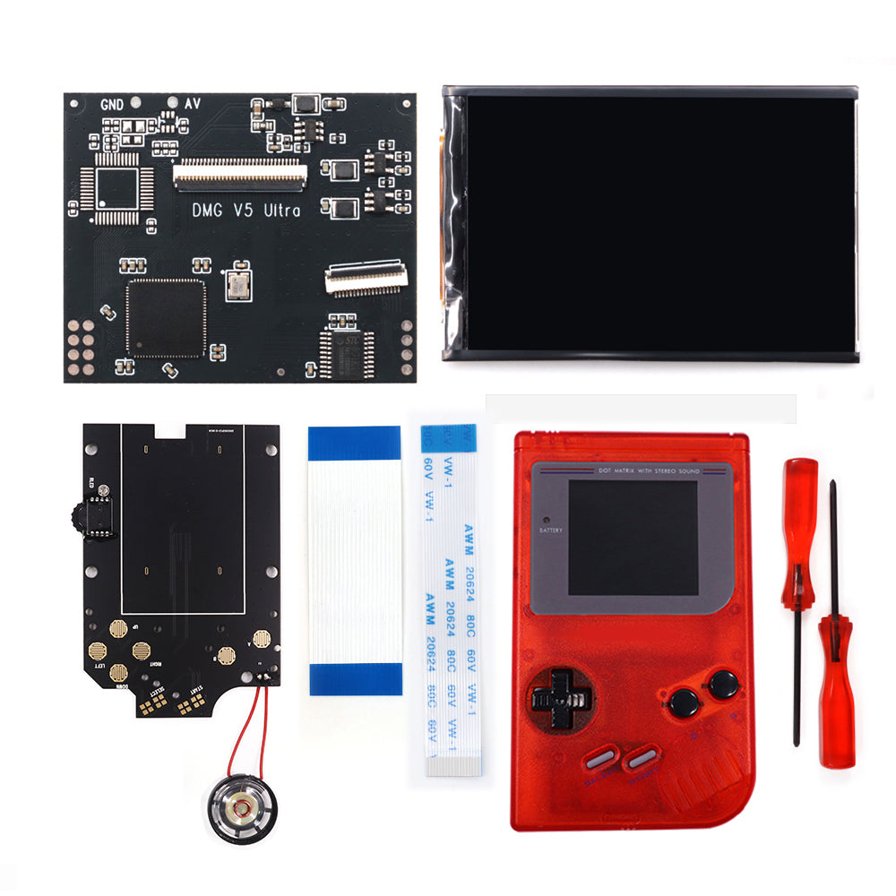 HISPEEDIDO For GBO V5 Pro 36 Colors Changing RIPS Backlight Backlit LCD OSD FRM Screen Kits Replacement For GB DMG with Pre-cut shell