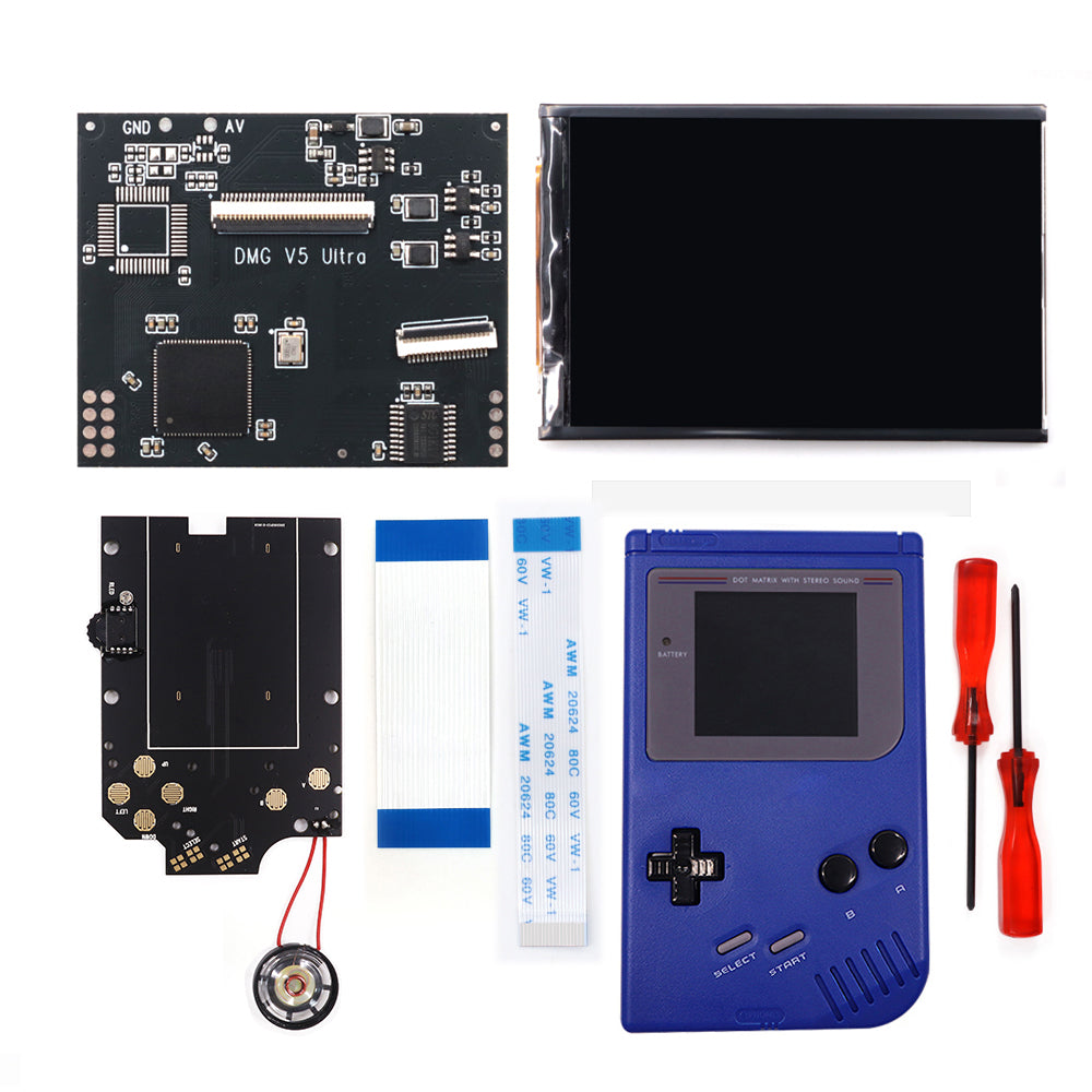 HISPEEDIDO For GBO V5 Pro 36 Colors Changing RIPS Backlight Backlit LCD OSD FRM Screen Kits Replacement For GB DMG with Pre-cut shell
