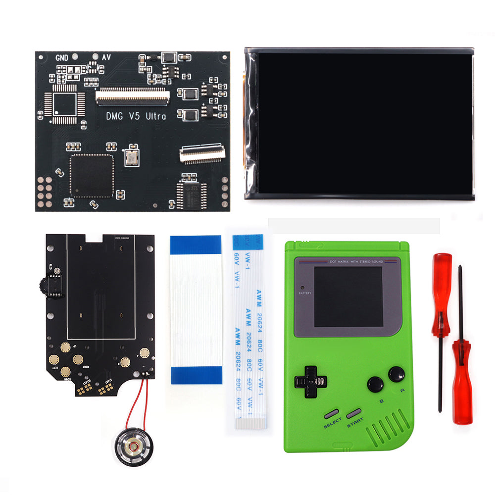 HISPEEDIDO For GBO V5 Pro 36 Colors Changing RIPS Backlight Backlit LCD OSD FRM Screen Kits Replacement For GB DMG with Pre-cut shell