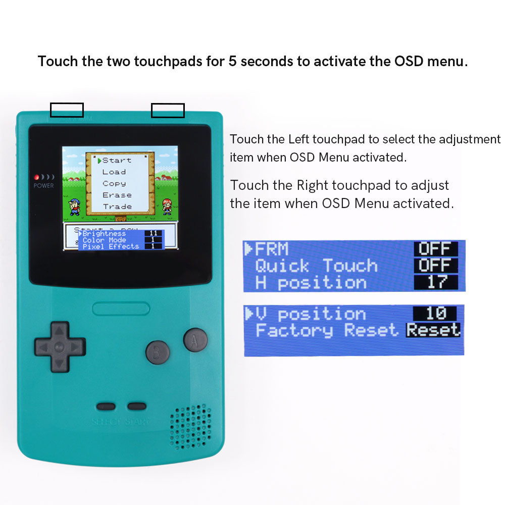 Real Drop In 2.45" GBC IPS Backlight Screen PCB Mod Kits Replacement Easy Installation OSD Pixel Effect For Gameboy Color