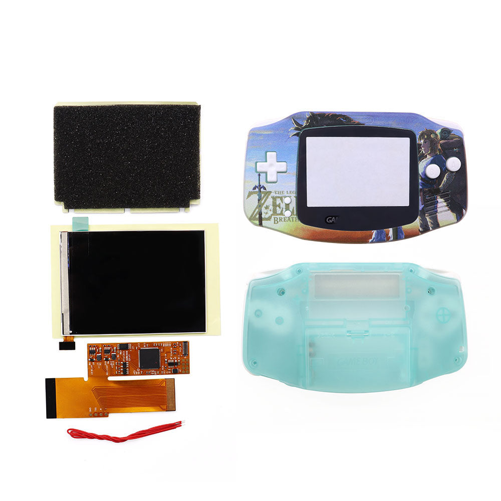 HISPEEDIDO UV Shell IPS GBA LCD 10 Levels High Brightness Backlight Screen for Nintendo Game boy Advance Console V2 version with pre-cut housing