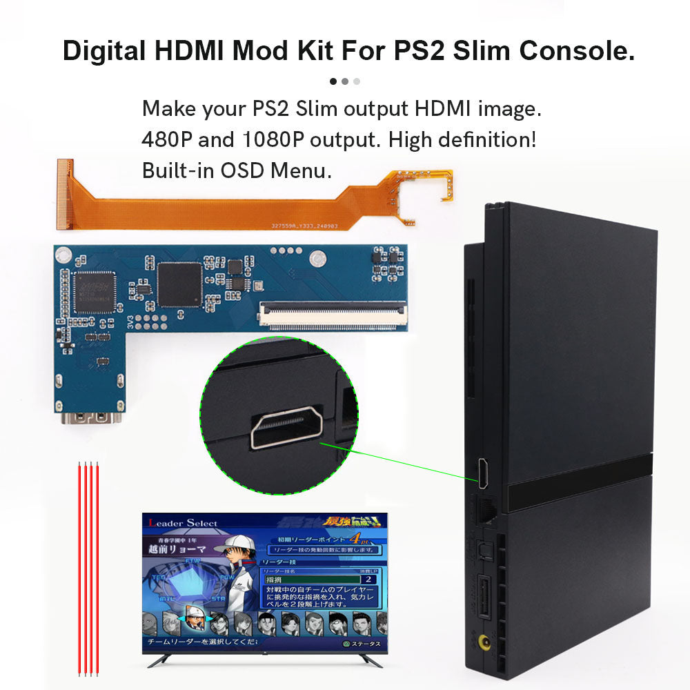 Hispeedido For PS2 Slim Digital HDMI Mod Kit Digital to Digital HDMI Kit For PS2 Slim Console