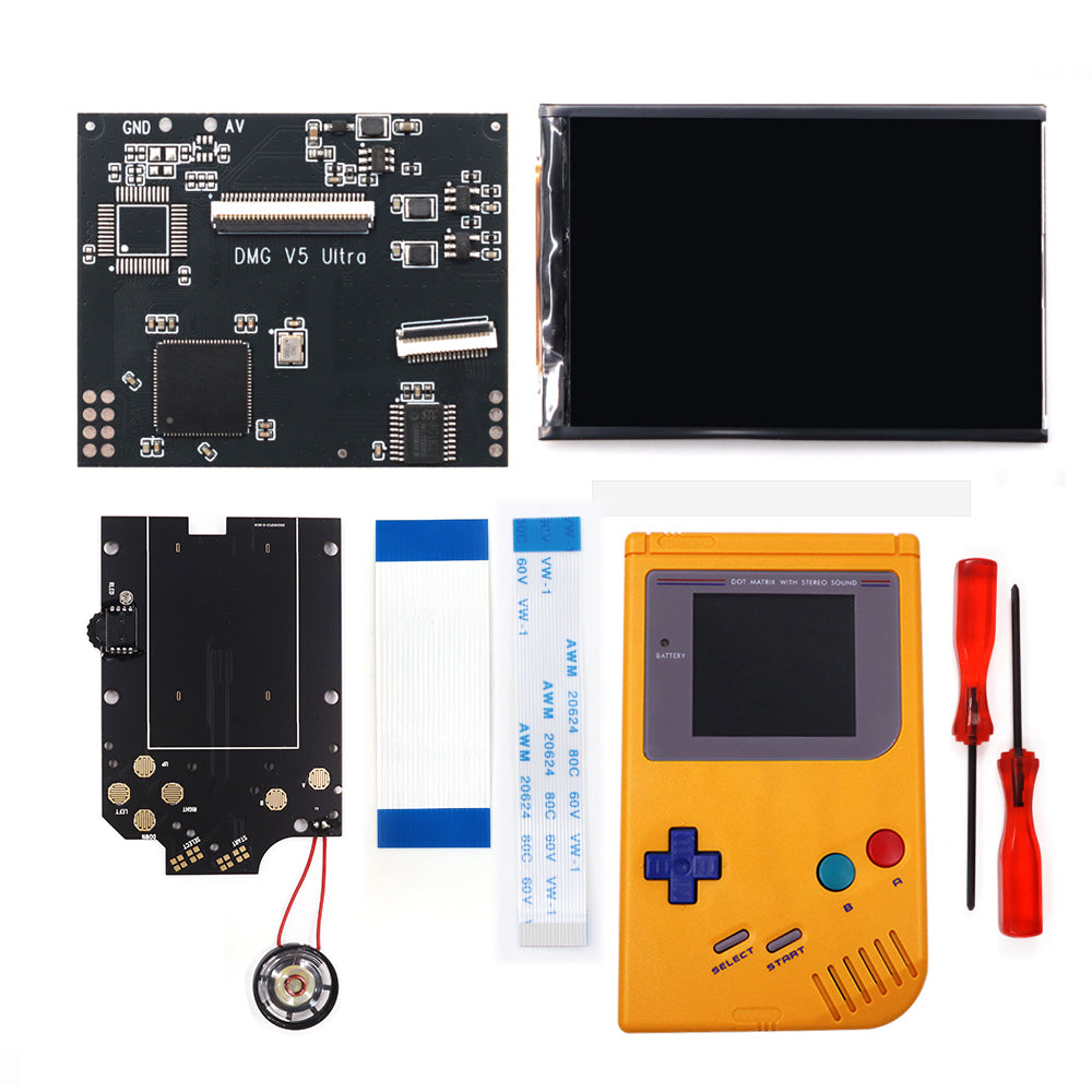 HISPEEDIDO For GBO V5 Pro 36 Colors Changing RIPS Backlight Backlit LCD OSD FRM Screen Kits Replacement For GB DMG with Pre-cut shell