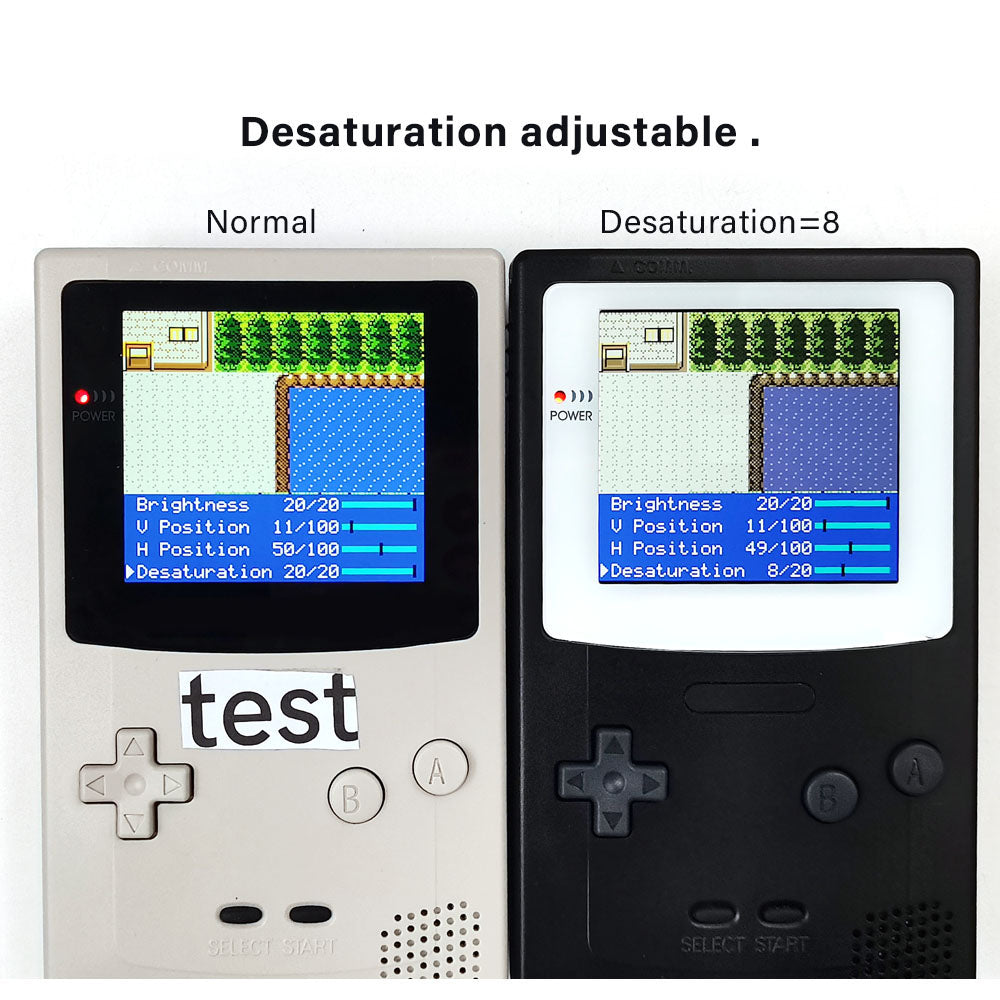 For GBC Rechargable 3.1 inch HD Laminated Q5 Larger IPS Screen Drop in OSD RETRO PIXEL Screen For GBC GameBoy Color With Shell