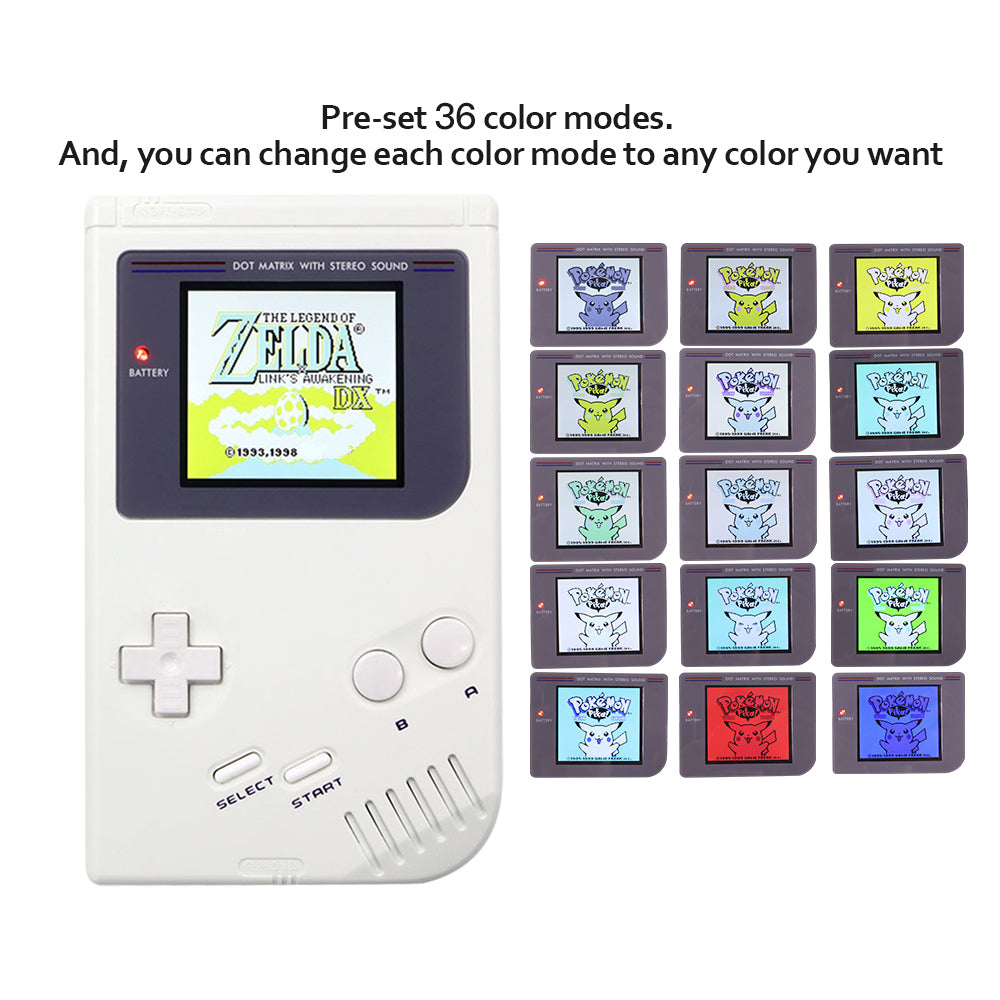Rechargeable V5 Pro IPS Screen RIPS Housing Color Case Pixel OSD FRM Backlight Highbright LCD Mod Kits for GAMEBOY DMG GBO