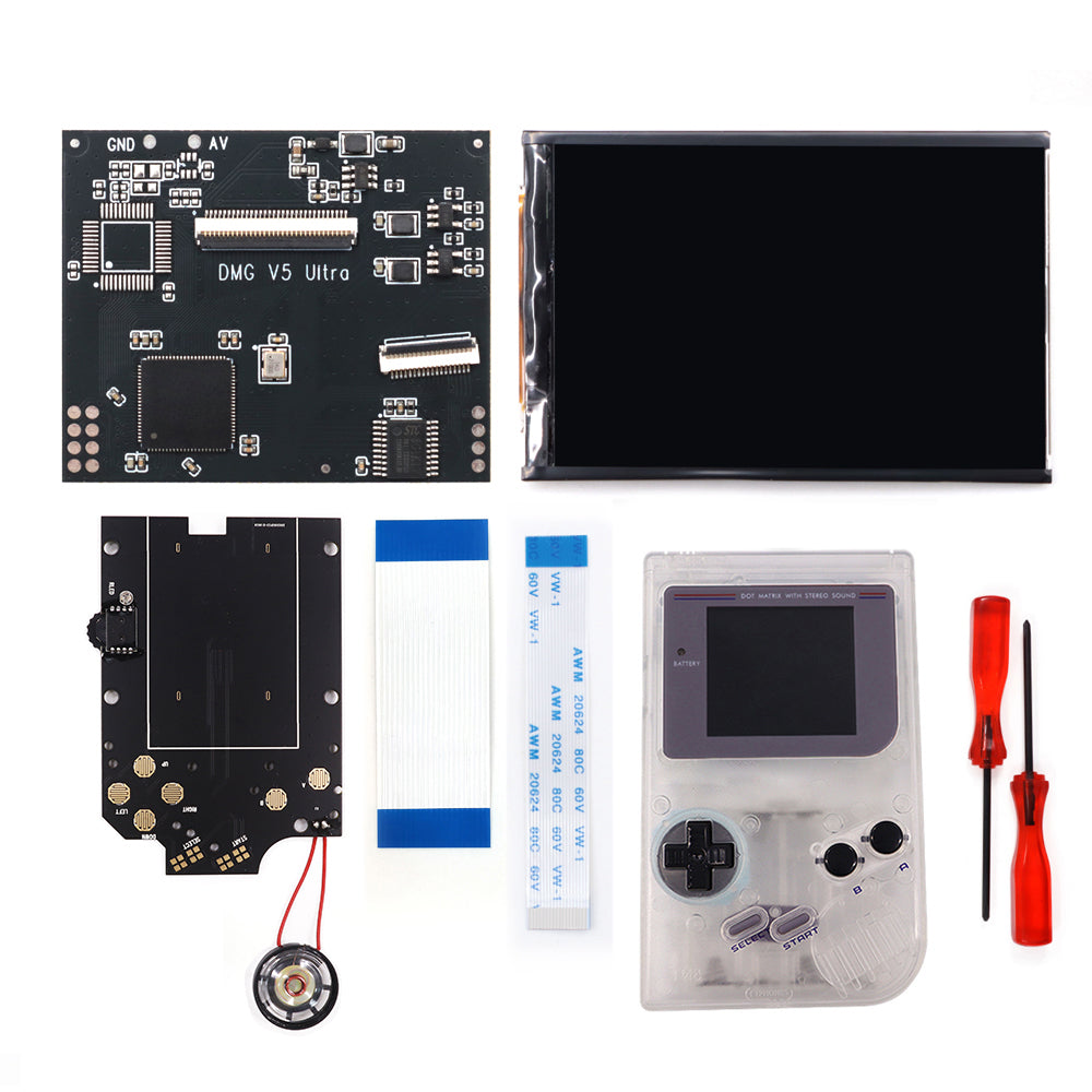 HISPEEDIDO For GBO V5 Pro 36 Colors Changing RIPS Backlight Backlit LCD OSD FRM Screen Kits Replacement For GB DMG with Pre-cut shell