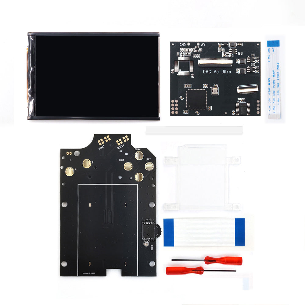 HISPEEDIDO For GBO V5 Pro 36 Colors Changing RIPS Backlight Backlit LCD OSD FRM Screen Kits Replacement For GB DMG with Pre-cut shell