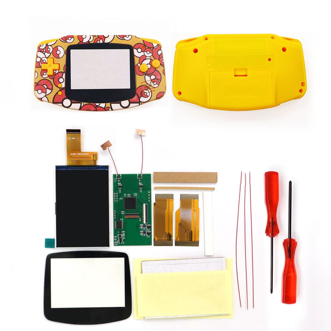 HISPEEDIDO V5 HD High defination Drop In 3.0" 3 inch Highlight 720*480 720x480 Retro pixel OSD Menu IPS LCD kit for GBA w/UV shell