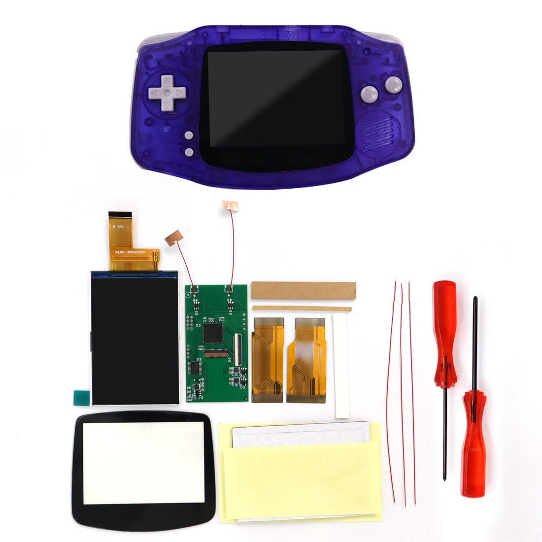 Multi color lens V5 upgrade HD High defination Drop In 3.0" 3 inch Highlight 720*480 720x480 Retro pixel OSD Menu IPS LCD kit for GBA Advance