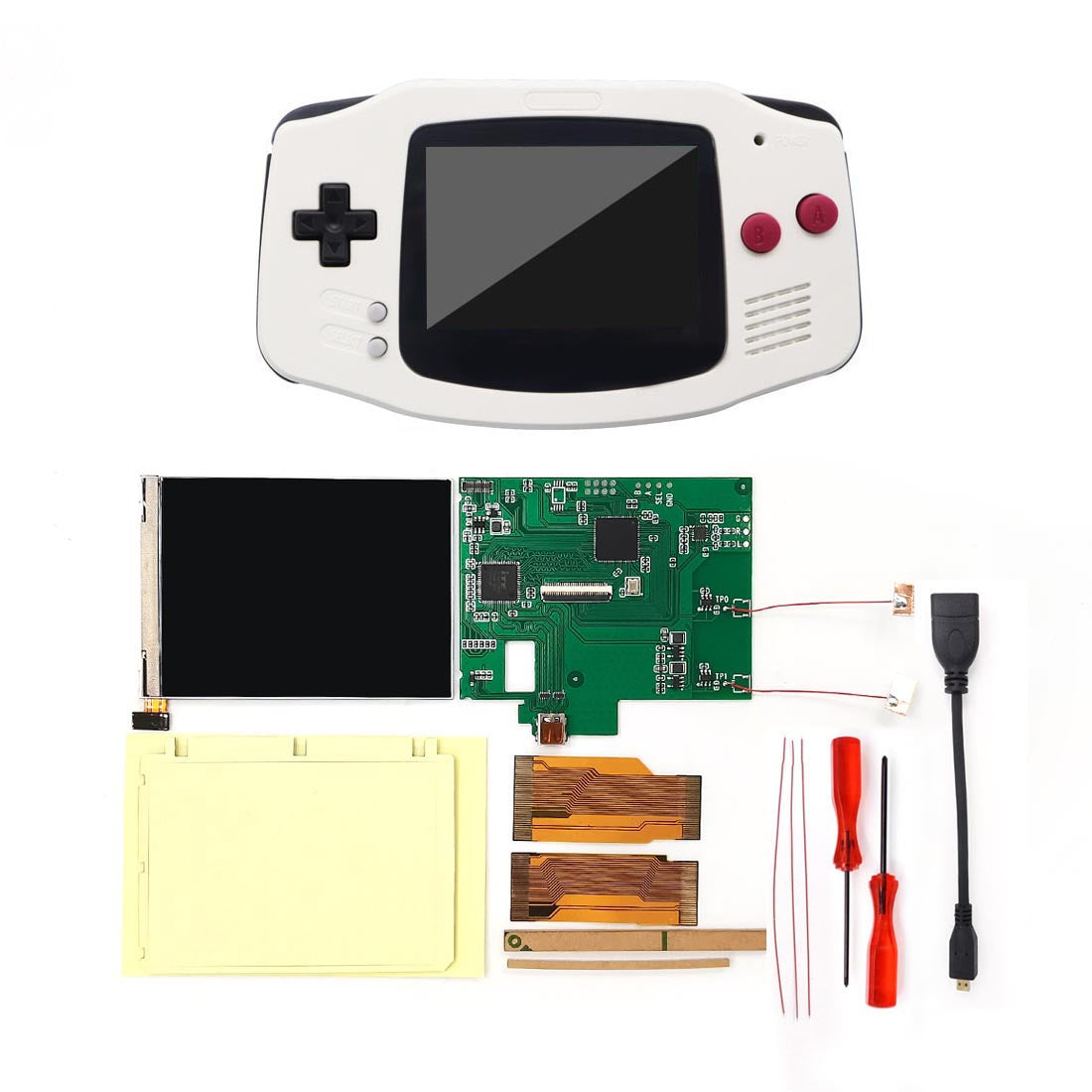 For GBA V2 IPS LCD HDMI Kits For Gameboy Advance GBA Screen Backlight Brightness Adjustable Play on TV