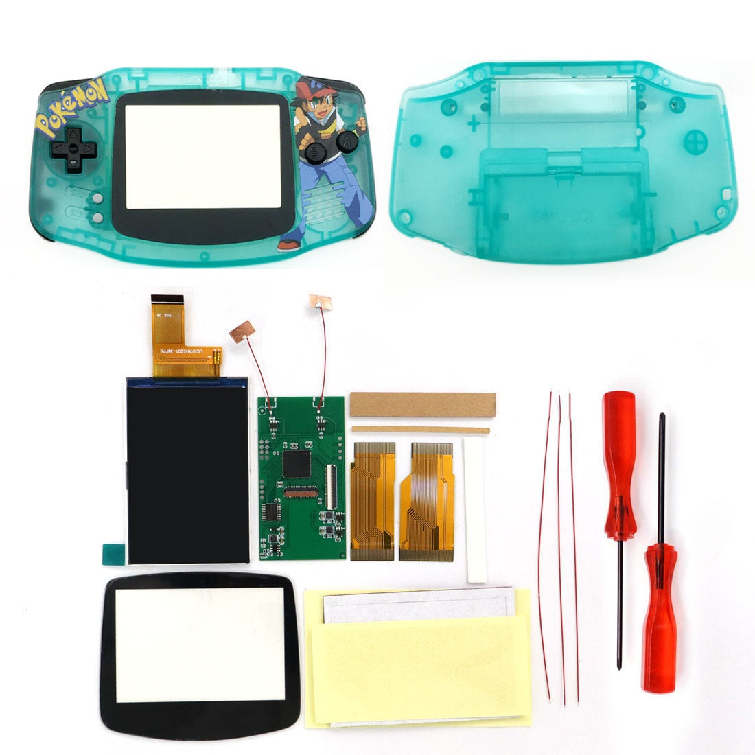 HISPEEDIDO V5 HD High defination Drop In 3.0" 3 inch Highlight 720*480 720x480 Retro pixel OSD Menu IPS LCD kit for GBA w/UV shell