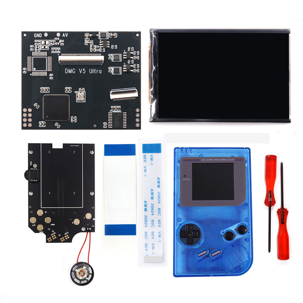 HISPEEDIDO For GBO V5 Pro 36 Colors Changing RIPS Backlight Backlit LCD OSD FRM Screen Kits Replacement For GB DMG with Pre-cut shell