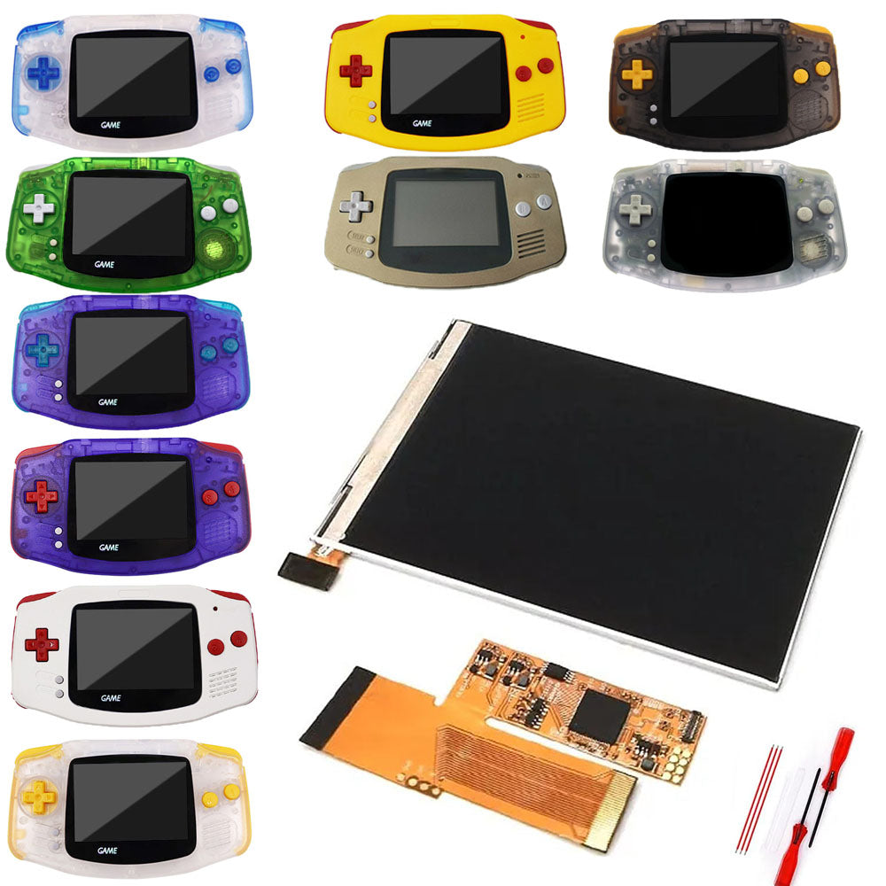 HISPEEDIDO IPS GBA LCD Display 10 Levels High Brightness Backlight for Nintendo Game boy Advance Console V2 version with pre-cut housing