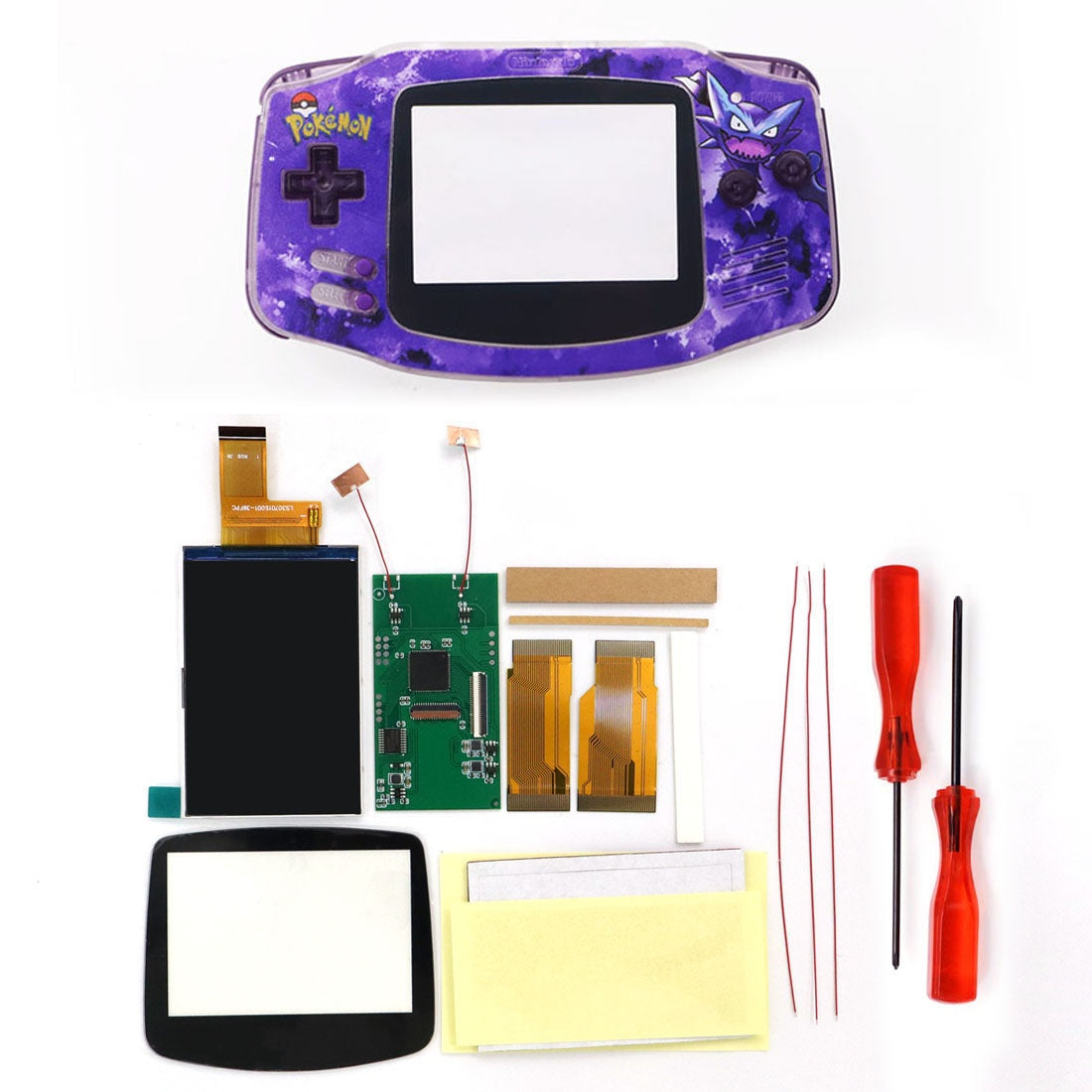 HISPEEDIDO V5 HD High defination Drop In 3.0" 3 inch Highlight 720*480 720x480 Retro pixel OSD Menu IPS LCD kit for GBA w/UV shell