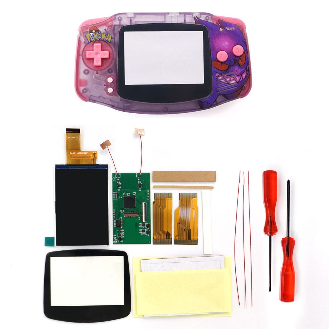 HISPEEDIDO V5 HD High defination Drop In 3.0" 3 inch Highlight 720*480 720x480 Retro pixel OSD Menu IPS LCD kit for GBA w/UV shell