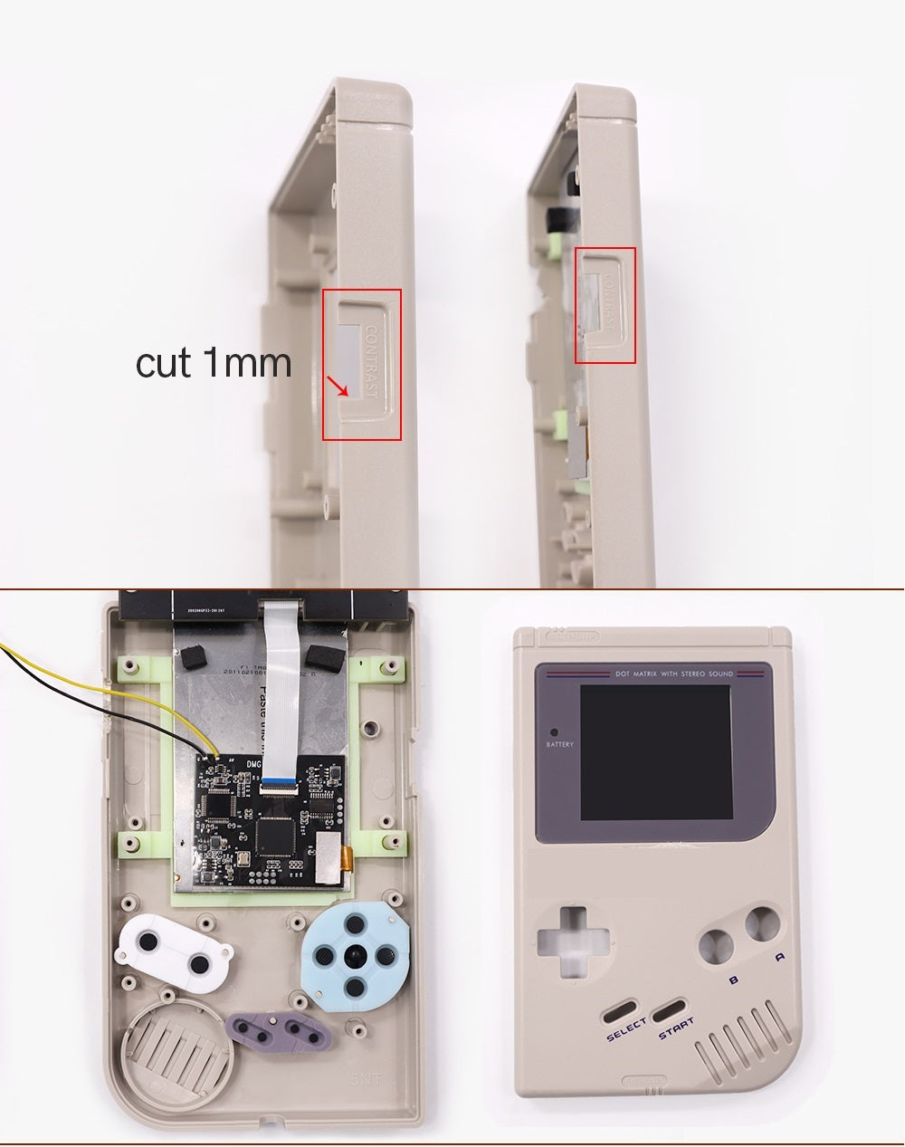 TV Version V5 GB DMG Screen Mod Kits OSD Menu RIPS 36 Color LCD Screen Kit For Game Boy GBO DMG Play on TV