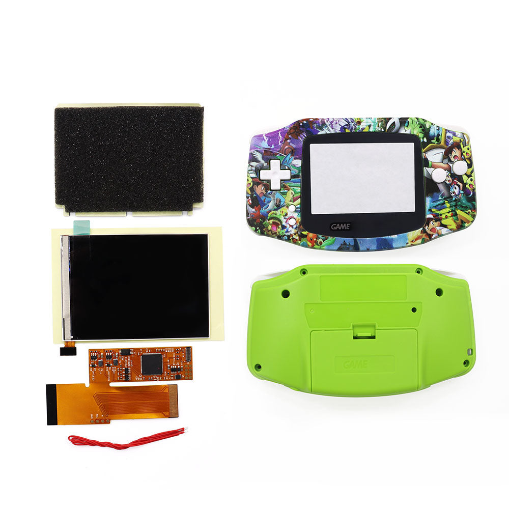 HISPEEDIDO UV Shell IPS GBA LCD 10 Levels High Brightness Backlight Screen for Nintendo Game boy Advance Console V2 version with pre-cut housing