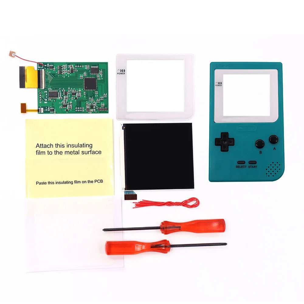 White Lens GBP Q5 IPS LCD Larger Screen Display Build in OSD for Gameboy Pocket 8 Color Retro Pixel Screen Mod Kits with Shell
