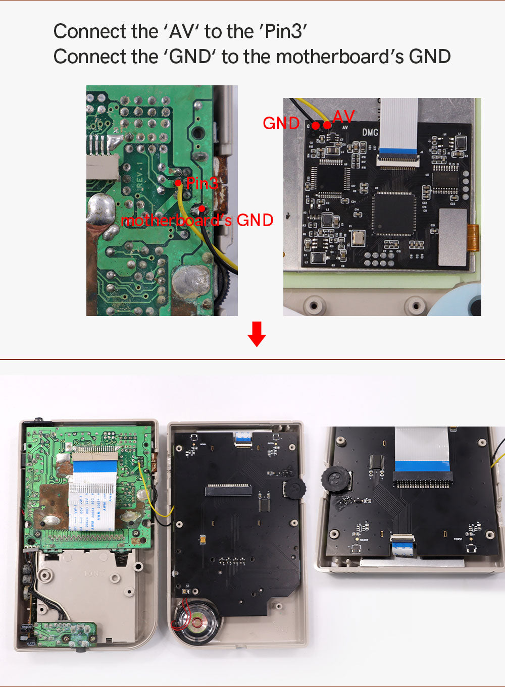 TV Version V5 GB DMG Screen Mod Kits OSD Menu RIPS 36 Color LCD Screen Kit For Game Boy GBO DMG Play on TV