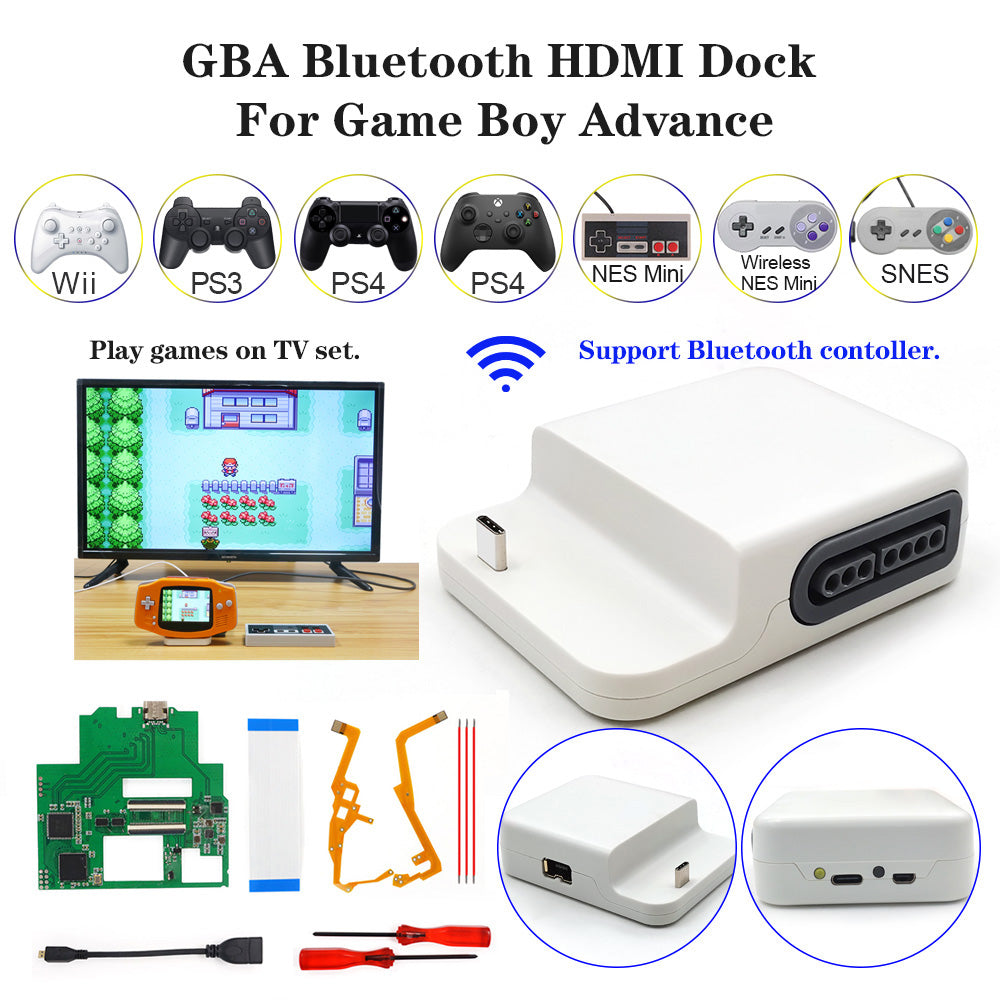 HDMI 720P GBA Bluetooth Dock Kit V2 For Game Boy Advance GBA Support Bluetooth Wireless Controller Playing on TV