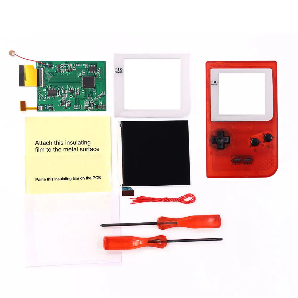 White Lens GBP Q5 IPS LCD Larger Screen Display Build in OSD for Gameboy Pocket 8 Color Retro Pixel Screen Mod Kits with Shell