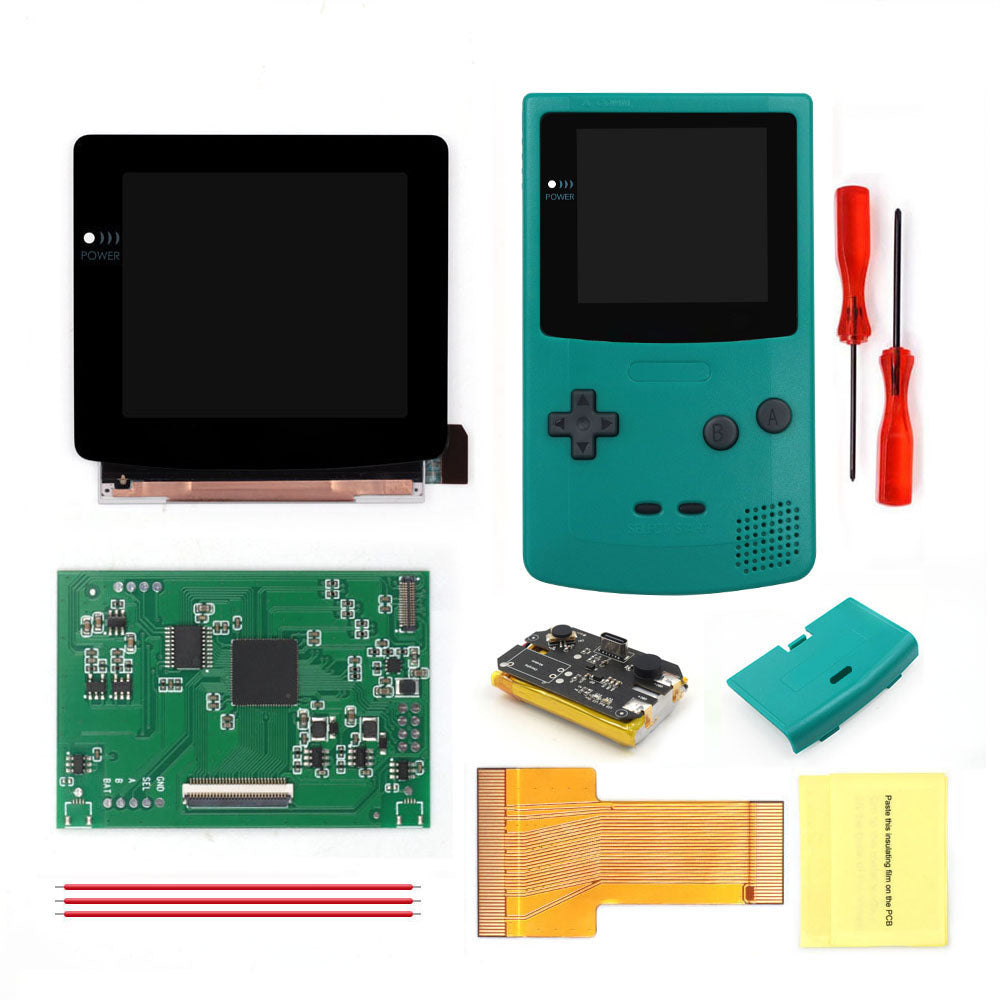 For GBC Rechargable 3.1 inch HD Laminated Q5 Larger IPS Screen Drop in OSD RETRO PIXEL Screen For GBC GameBoy Color With Shell