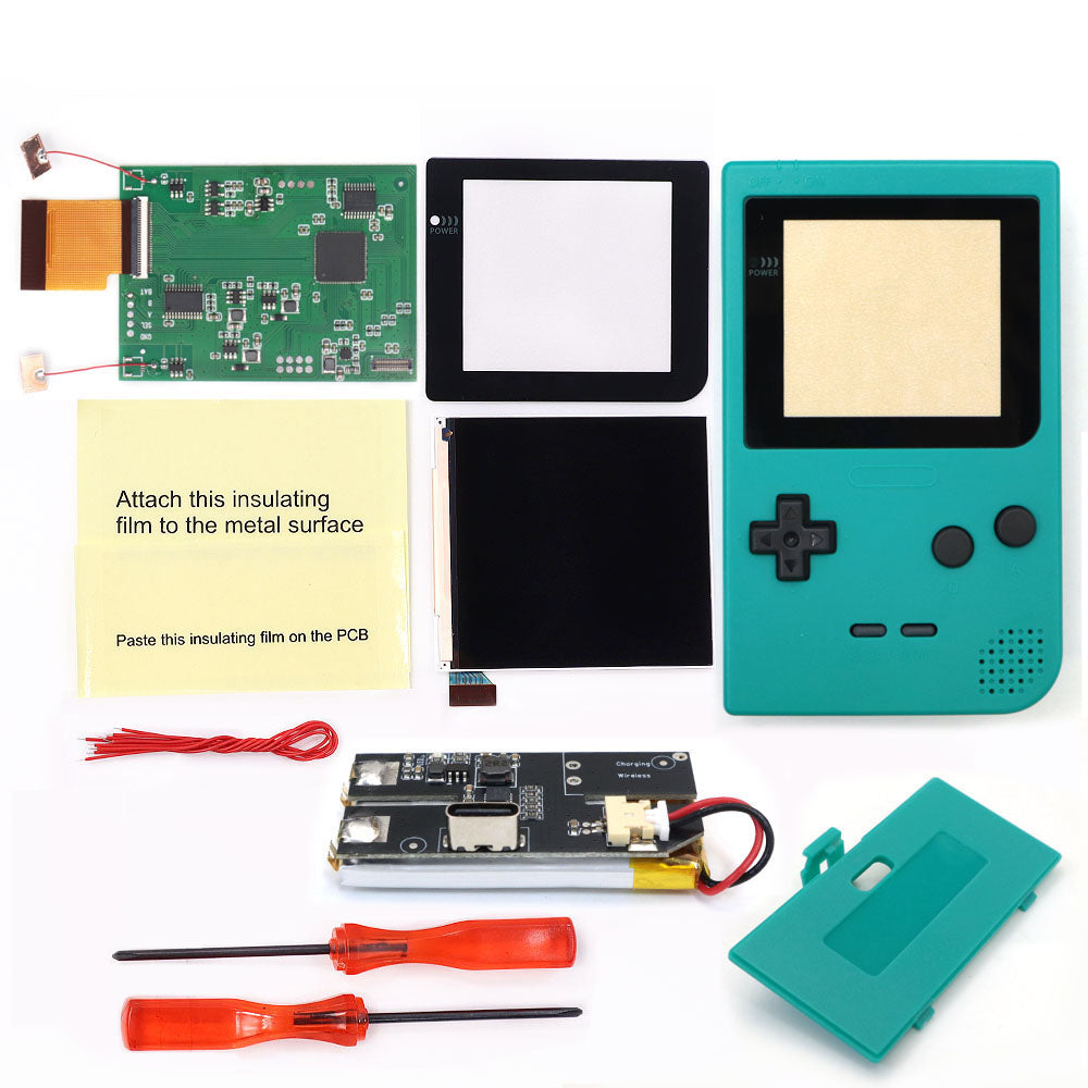 Rechargeable GBP Q5 IPS LCD Larger Screen Display Build in OSD for Gameboy Pocket 8 Color Retro Pixel Screen Mod Kits with Shell