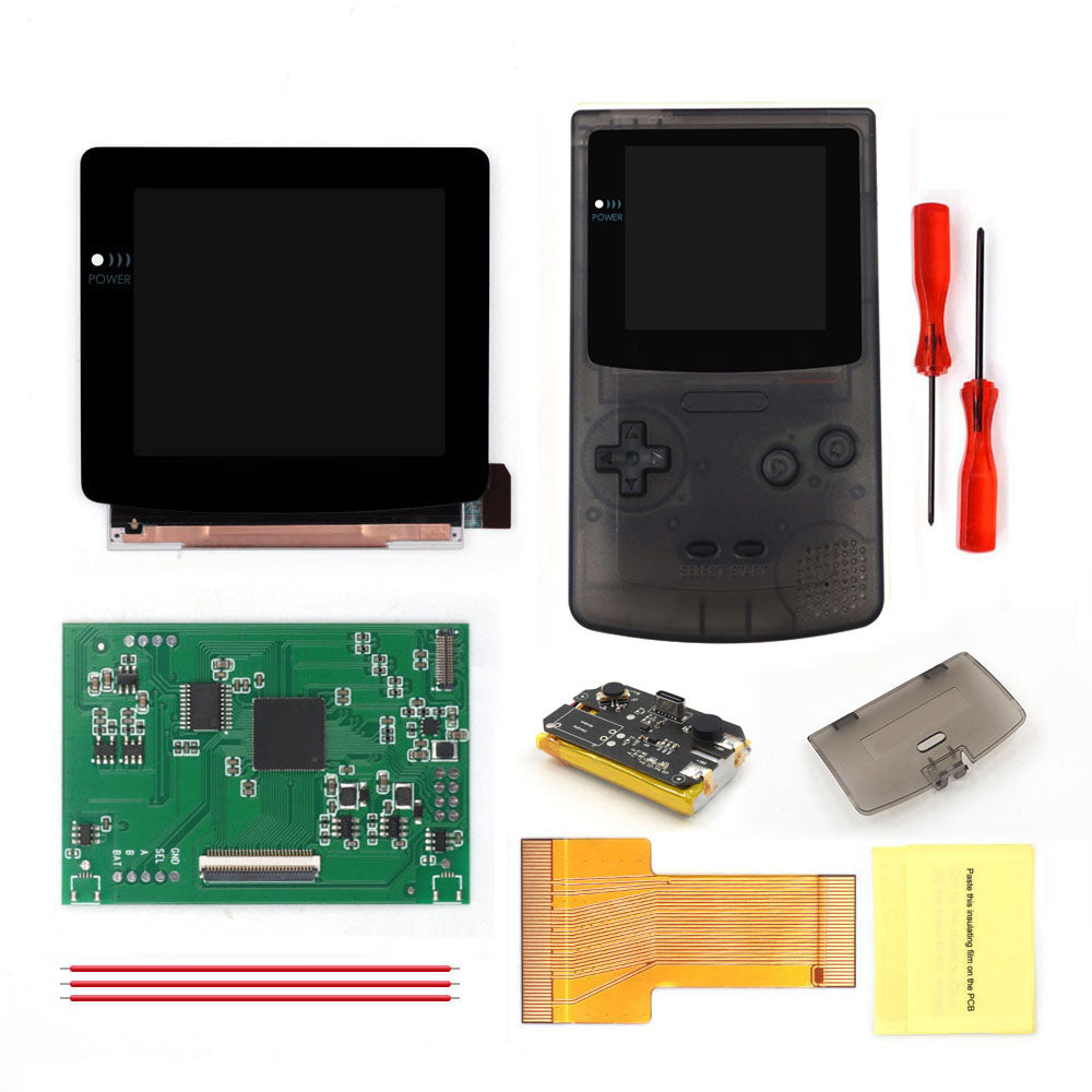For GBC Rechargable 3.1 inch HD Laminated Q5 Larger IPS Screen Drop in OSD RETRO PIXEL Screen For GBC GameBoy Color With Shell