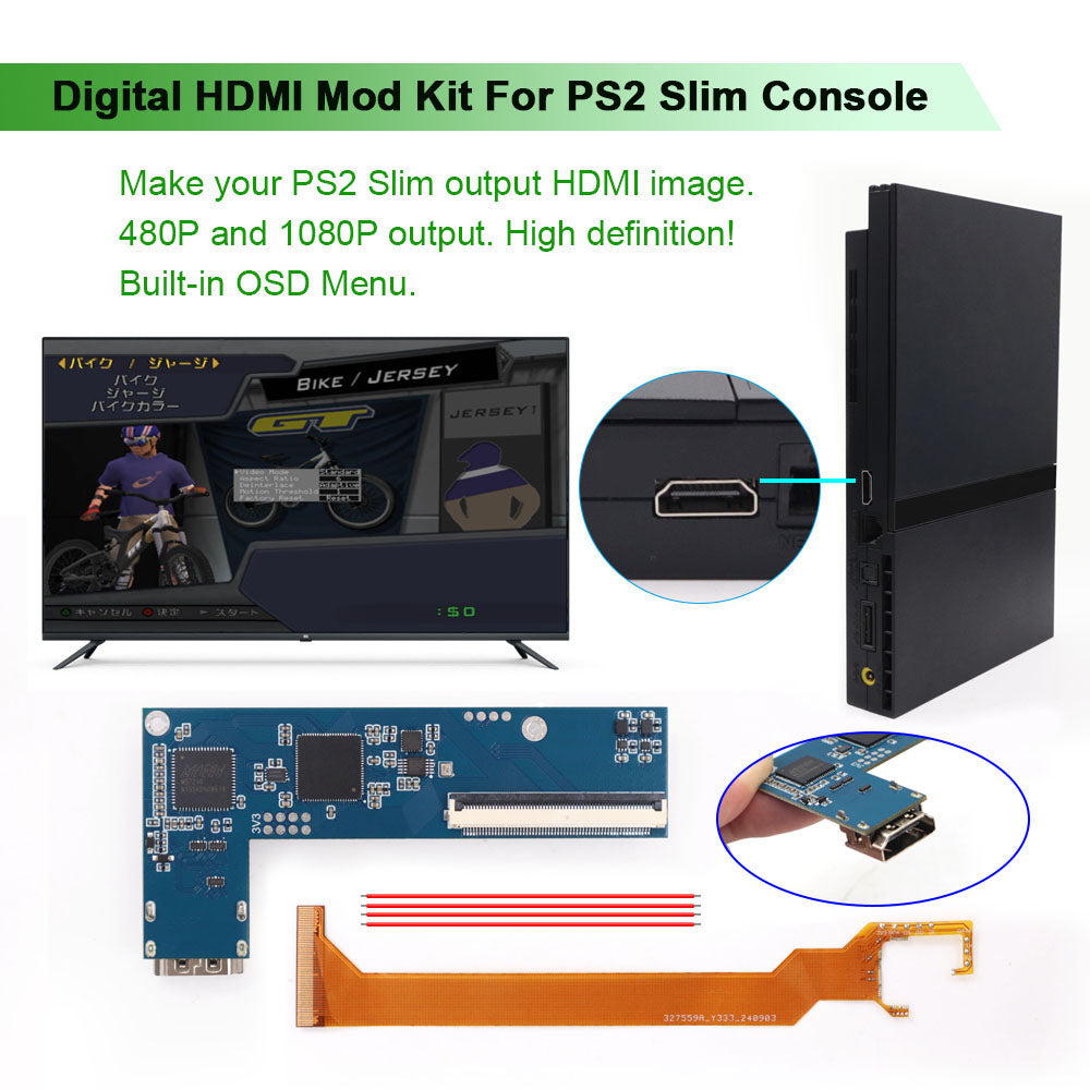 Hispeedido For PS2 Slim Digital HDMI Mod Kit Digital to Digital HDMI Kit For PS2 Slim Console