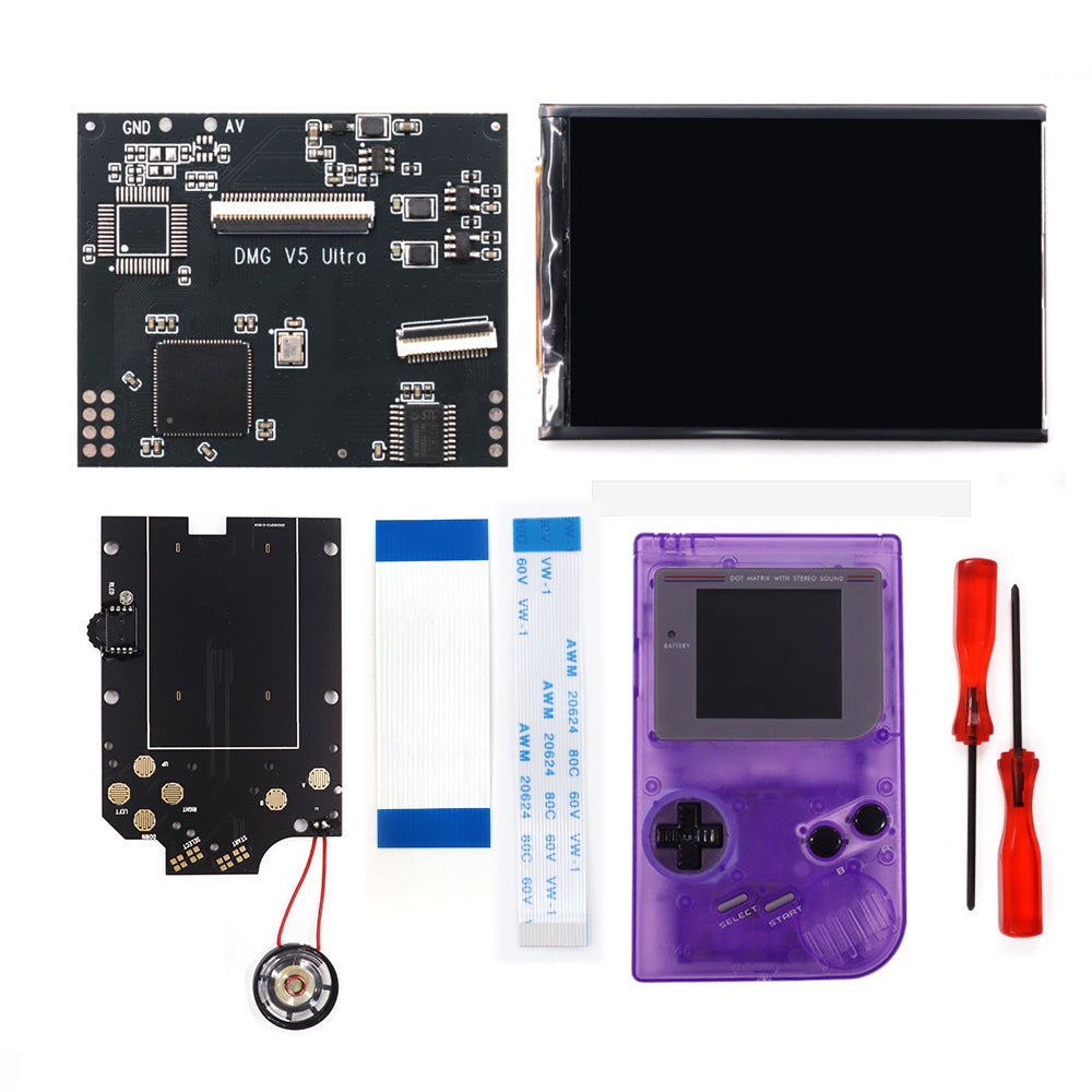 HISPEEDIDO For GBO V5 Pro 36 Colors Changing RIPS Backlight Backlit LCD OSD FRM Screen Kits Replacement For GB DMG with Pre-cut shell