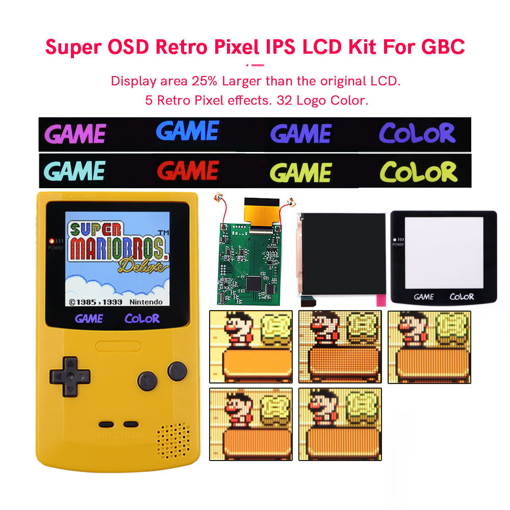 32 LOGO Color Changeable Q5 IPS For GBC Compatible with GAMEBOY COLOR Console Replacement Screen LCD Mod Kits Shell Hollow Len