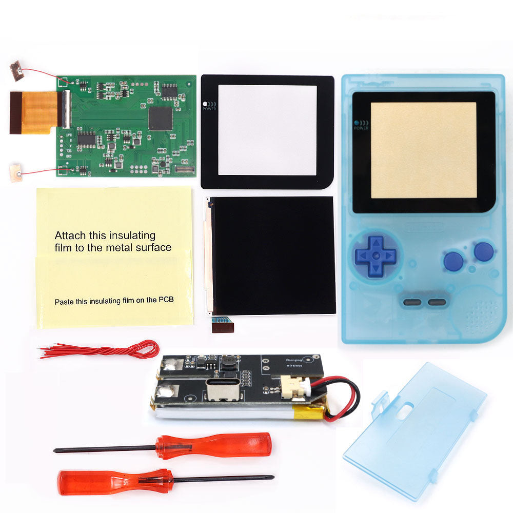 Rechargeable GBP Q5 IPS LCD Larger Screen Display Build in OSD for Gameboy Pocket 8 Color Retro Pixel Screen Mod Kits with Shell