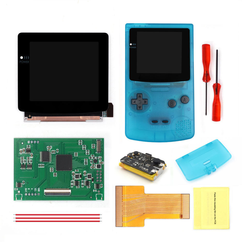 For GBC Rechargable 3.1 inch HD Laminated Q5 Larger IPS Screen Drop in OSD RETRO PIXEL Screen For GBC GameBoy Color With Shell