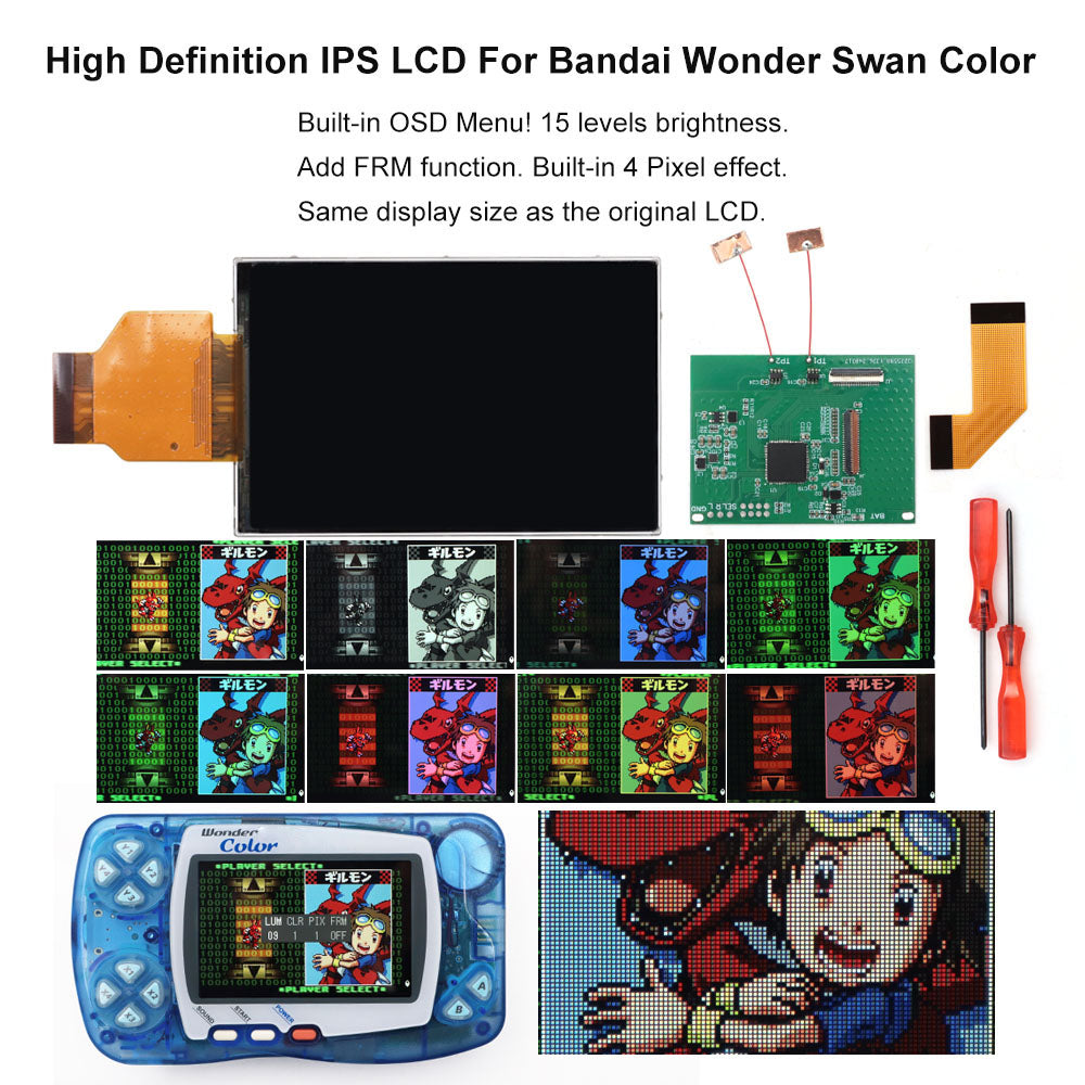 HISPEEDIDO Newest WSC Hightlight IPS LCD Screen DIY Kit Backlight Brightness For Bandai Wonder Swan Color Game Console No Need Cut