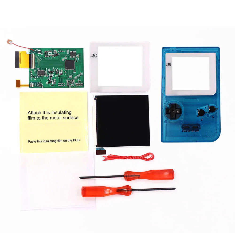 White Lens GBP Q5 IPS LCD Larger Screen Display Build in OSD for Gameboy Pocket 8 Color Retro Pixel Screen Mod Kits with Shell